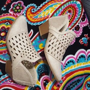 Maurice lazer cut booties